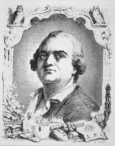 Portrait of Cagliostro (1743-95) kopi av en illustrasjon fra Histoire de la Magie av Paul Christian, brukt i en History of Magic, utgitt sent på 1800-tallet av French School