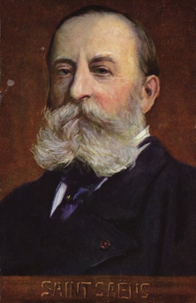 Portrett av Camille Saint-Saëns (fargelitografi) av French School