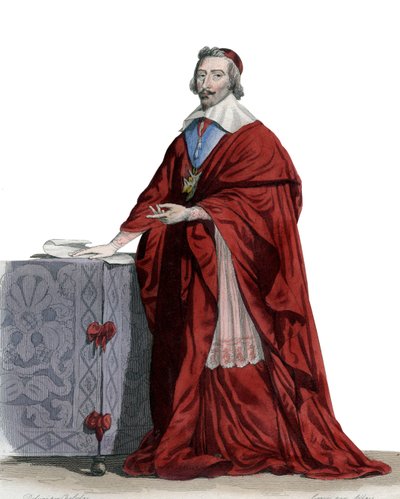 Portrett av kardinal Richelieu (Armand Jean du Plessis) (1585-1642), fransk prest, adel og statsmann. av French School