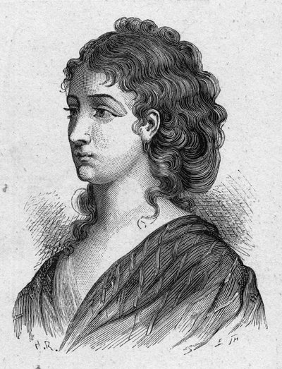 Portrait of Cecile Aimee Renault (1774-1794), French revolutionary. Engraving from 1889. Private collection. av French School