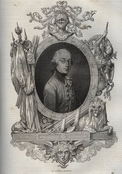 Portrett av Charles-Louis av Østerrike-Teschen (Charles Louis of Austria Teschen) (1771-1847) (Erkehertug Karl von Osterreich) Erkehertug av Østerrike, hertug av Teschen - Erkehertug Charles, hertug av Teschen - fra "" New National Encyclopedia & av French School