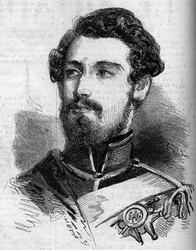 Portrett av Charles (Carl) XV (1826-1872), konge av Sverige og Norge. Gravering i "" le Monde Illustrous"" nr. 119 av 23. juli 1859. av French School