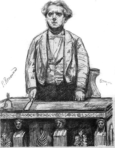 Portrett av Charles Floquet (1828-1896), fransk advokat og politiker. Gravering i «La gazette du dimanche»» av 16. januar av French School