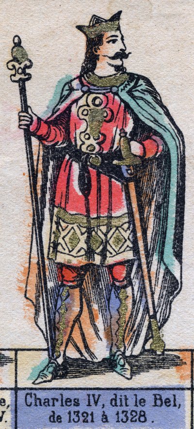Portrett av Charles IV av Frankrike, kjent som Charles the Bel (1294-1328) (kapeternes dynasti). Illustrasjon sent på 1800-tallet. av French School