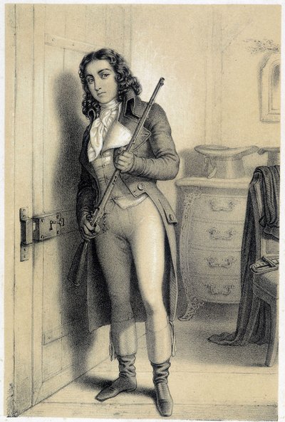 Portrett av Charles Jean Marie Barbaroux (1767-1794), fransk politiker. - i "Historical Gallery of the French Revolution"" av Albert Maurin av French School