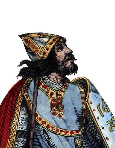 Portrett av Charles Martel (688-741), frankisk militær og politisk leder. av French School