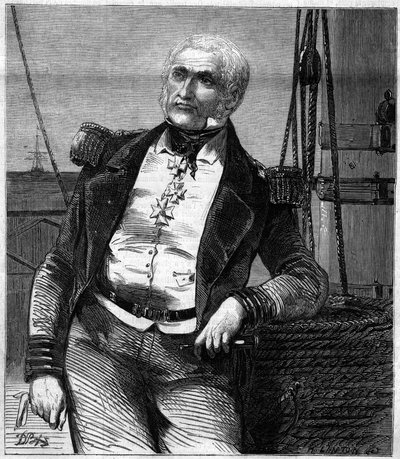 Portrait of Charles Napier (1786-1860), Scottish admiral and politician. Engraving in “” Le Monde Illustré”” n°188 of 17 November 1860. av French School