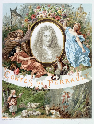 Portrett av Charles Perrault - Frontispice av "" Tales de Perrault"" av French School