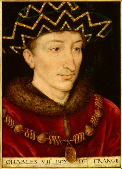 Portrett av Charles VII (1403-1461) konge av Frankrike. Maleri av den franske skolen av French School