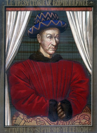 Portrett av Charles VII (1403 - 1461), konge av Frankrike. av French School