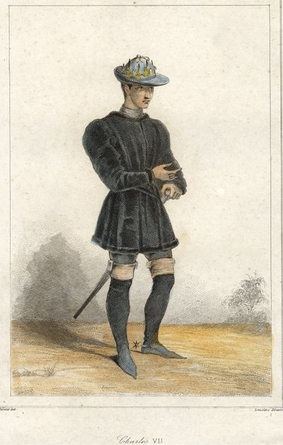 Portrett av Charles VII (1403 - 1461), konge av Frankrike. av French School