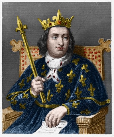 Portrait of Charles V the Sage (1338 - 1380), King of France - in “” Histoire des Francais”” by Lavallee, engraving, sd. av French School