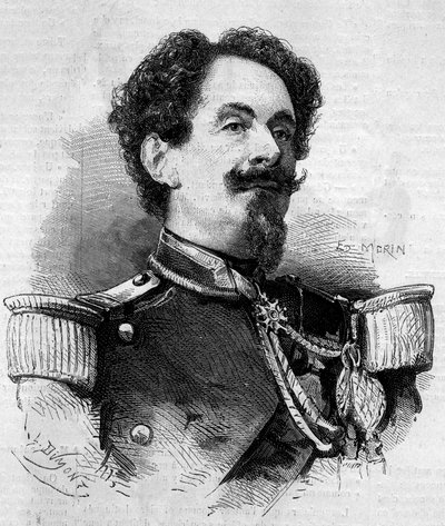 Portrett av Charles Victor Frebault (General Frebault) (1813-1888), guvernør i Guadeloupe. Gravering i "" Le Monde Illustré"" nr. 148 av 11. februar 1860. av French School