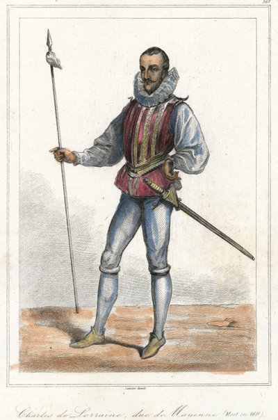Portrett av Charles de Lorraine, hertug av Mayenne (1554 - 1611), fransk prins. Etter Henri, hertugen av Guise, var han leder av ligaen (1589). av French School