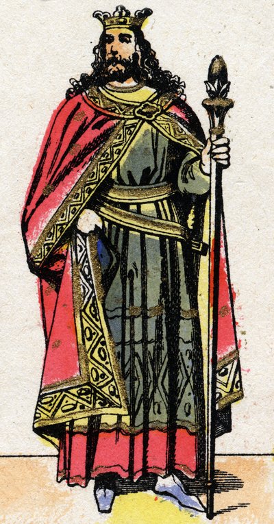 Portrett av Childebert II (v. 570 - 596), konge av Austrasia. av French School