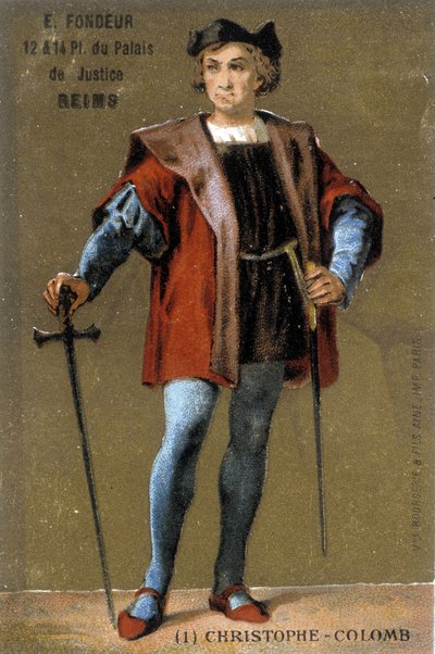 Portrett av Christopher Columbus. 1800-talls kromolitografi av French School