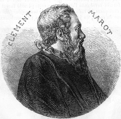 Portrait of Clement des Marets dit Marot (1496-1544), poet. In “” Histoire Populaire de la France””, sd. circa 1885. Engraving. av French School