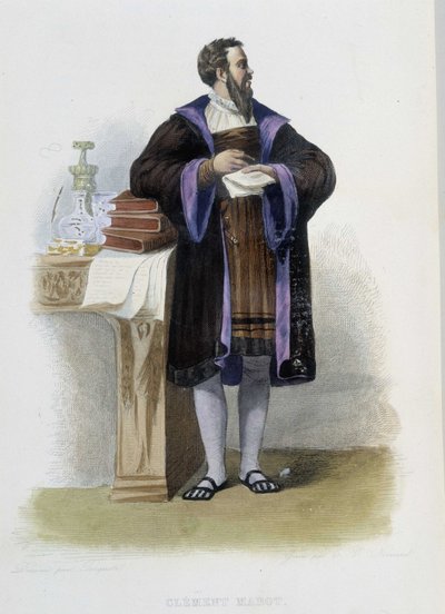 Portrett av Clement des Marets dit Marot, fransk poet (1496-1544) - i "" Le Plutarque francais", red. Mennechet av French School