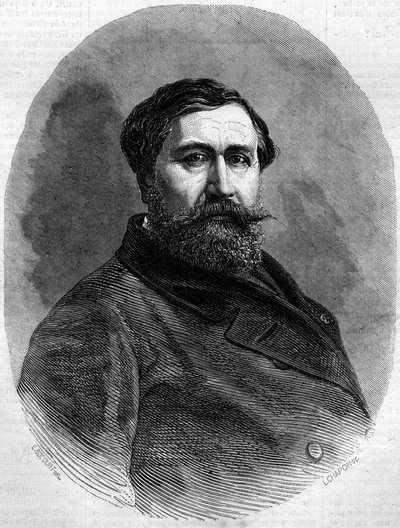 Portrait of Count Alfred Emilien de Nieuwerkerke (1811-1892), French sculptor and high official. Engraving in “” Le Monde Illustré”” n°212 of 4 May 1861. av French School