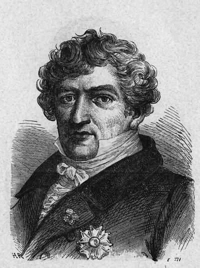 Portrett av Cuvier (1769-1832), fransk zoolog og paleontolog - i "Album de la Science; berømte vitenskapsmenn; Store funn""" 1896. av French School