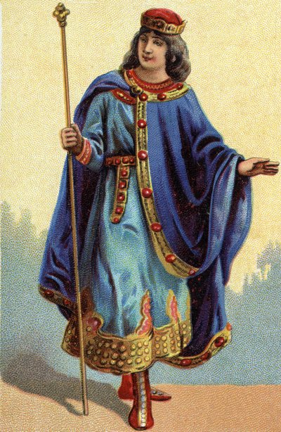 Portrait of Dagobert II, king of the Francs from 711a 716. Chromolithography around 1890. av French School