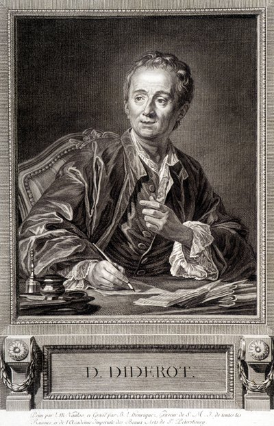 Portrett av Diderot fra Encyclopedia of Diderot and Alembert av French School