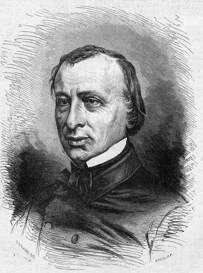 Portrett av Edouard Lefevre de Laboulaye (1811-1883), fransk advokat og politiker. Gravering i "" Le Monde Illustré"" nr. 689 av 25. juni av French School