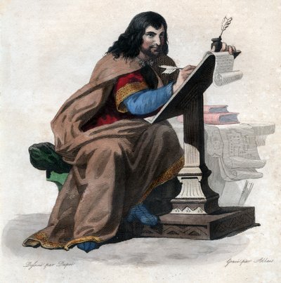 Portrett av Einhard (Eginhard, Einhart, Einard, Einhard) (775-840), frankisk lærd og hoffmann. av French School