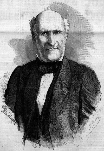 Portrett av Elie Duke of Decazes og Glucksberg (1780 - 1860), fransk advokat og politiker. Gravering i "" Le Monde Illustré"" nr. 186 av 3. november 1860. av French School