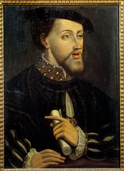 Portrett av keiser Karl V (1500-1558). Anonymt maleri av den franske skolen. Det 16. århundre. Chantilly-museet Conde av French School