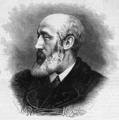 Portrett av Ernest Feydeau (1821-1873), fransk poet og romanforfatter. Gravering i "" The Illustrated World"" nr. 865 av 8. november av French School