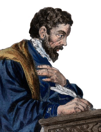 Portrett av Etienne Jodelle (1532-1573), fransk dramatiker og poet. av French School