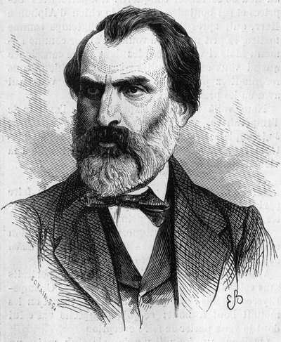 Portrett av Eugene Pelletan (1813-1884), engelsk politiker. Gravering i "" Den illustrerte verden"" nr. 634 av 5. juni av French School