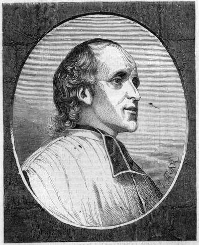 Portrett av far Delacroix de Ravignan (1795-1858), fransk jesuitt. Gravering i "Le Monde Illustré" "n ° 47 av 6. mars 1858. av French School