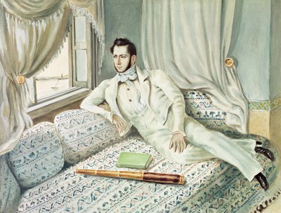 Portrett av Ferdinand de Lesseps på tidspunktet for hans visekonsul i Alexandria, ca. 1832 (wc på papir) av French School