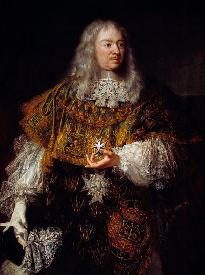 Portrett av Gabriel de Rochechouart (1600-1677) i flott drakt som ridder av Den Hellige Ånds Orden av French School