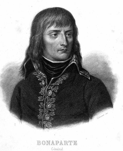 Portrett av general Bonaparte - i "" Revolution francaise"" av Thiers. 1800-tallet. av French School