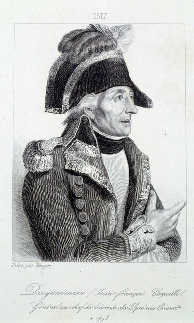 Portrett av general Dugommier (1738-1794) sjef for nasjonalgarden på Martinique i 1790 Gravering av 1800-tallets Chartres musee des Beaux Arts av French School