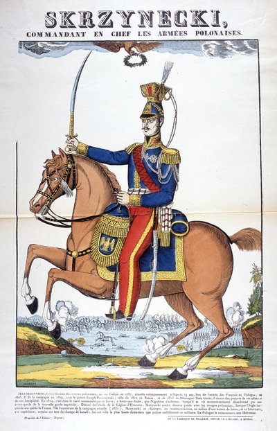 Portrett av general Jean Skrznecki, øverstkommanderende for den polske hæren, han vervet seg til Napoleon-troppene. Bilde av Epinal av French School
