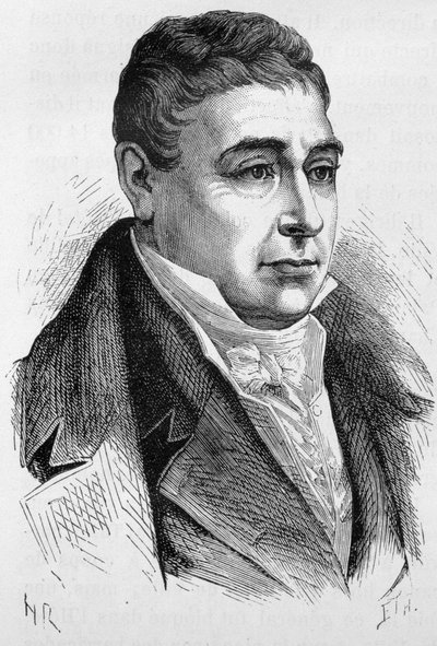 Portrett av general La Fayette (Lafayette) (1757 - 1834) - i "" The History of France"" av Henri Martin av French School