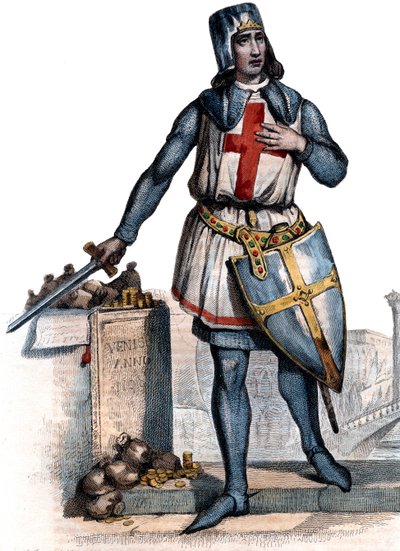 Portrett av Geoffrey av Villehardouin (1150-1228), fransk historiker og ridder. av French School