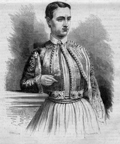 Portrett av George I (Georges of Denmark) (1845-1913), konge av Hellas. Gravering i "" Le Monde Illustré"" nr. 340 av 17. oktober av French School