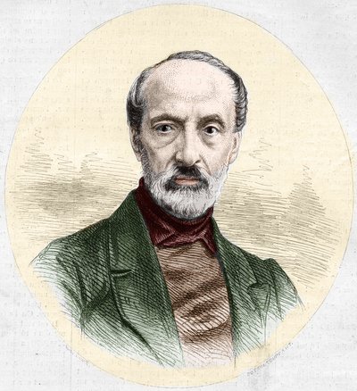 Portrait of Giuseppe Mazzini (1805-1872), Italian politician and nationalist. Engraving in “” Le Monde Illustré”” n°779 of 16 March 1872. av French School