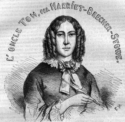 Portrett av Harriet Beecher Stowe (1811-1896), amerikansk forfatter, forfatter av Onkel Toms hytte. Gravering fra 1852. av French School