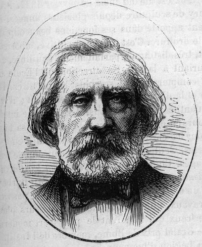 Portrait of Henri Labrouste (1801-1875), French architect. Engraving in “” Le Monde Illustré”” n°890 of 2 May 1874. av French School