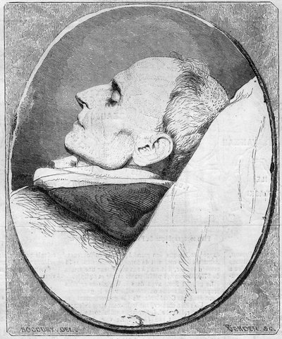 Portrait of Henri Lacordaire (1802-1861). French priest and Dominican, on his deathbed. Engraving in “” Le Monde Illustré”” n°243 of 7 December 1861. av French School