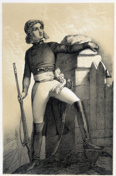 Portrett av Henri du Vergier, greve av La Rochejaquelein (eller Verger de La Rochejacquelein) (1772-1794) - i "Galerie historique de la Revolution francaise" av Albert Maurin av French School