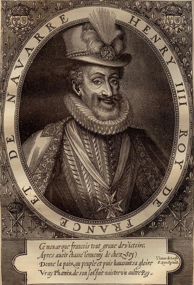 Portrett av Henrik IV (1553-1610) Konge av Frankrike - Portrett av Henrik IV (1553-1610) Konge av Frankrike - gravering 1600-tallet av French School