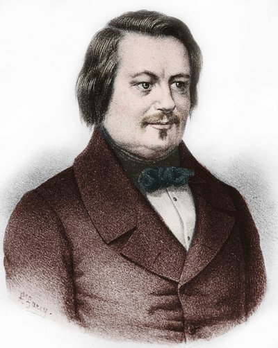 Portrett av Honore de Balzac (1799-1850), fransk forfatter. av French School