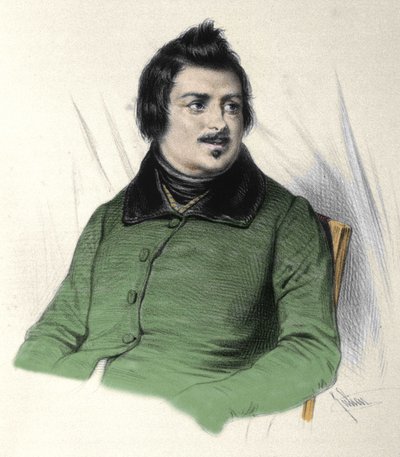 Portrett av Honore de Balzac (1799-1850), fransk forfatter. av French School